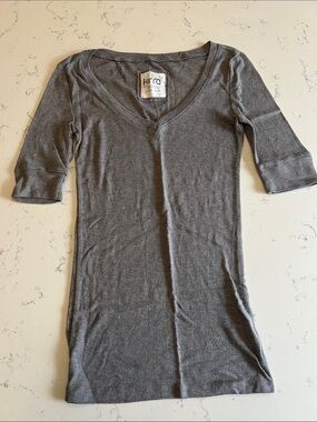 Kirra Charcoal V-Neck Slim Fit Top
